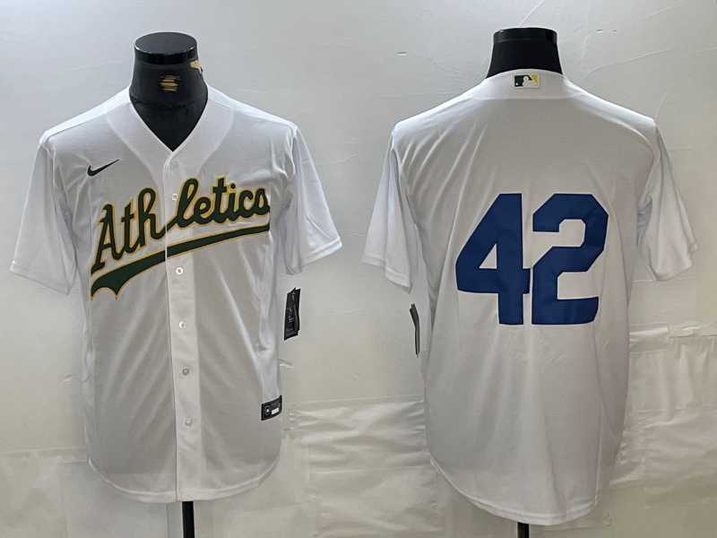 Men%27s Oakland Athletics #42 Jackie Robinson White Cool Base Stitched Baseball Jersey